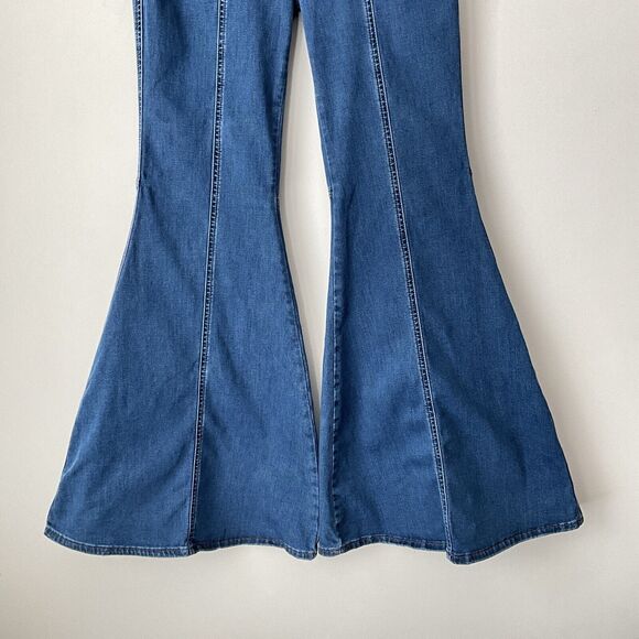 We The Free Jeans 30 Blue Flare Leg High Waist Denim FLAWED - Picture 8 of 12